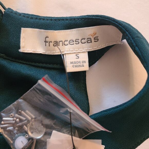 Francesca's Sleeveless Cocktail Party Dress Emerald Glass Beads, NWT, Size Small - Picture 5 of 13